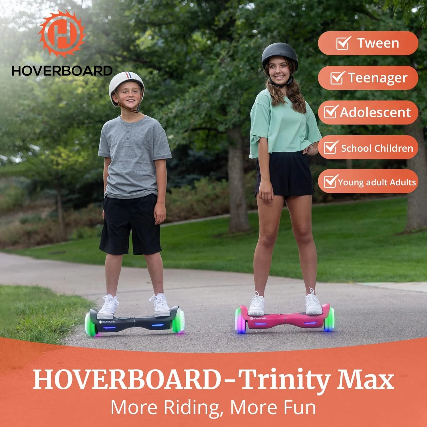 Hoverboard with Music Speaker, 6.5" LED Wheels Lights Self Balancing Scooter, Max 5/6 Miles Range & 6.2mph Powered by Dual 200W/250W Motor, UL2272 Certified, Hover Board Present for Kids