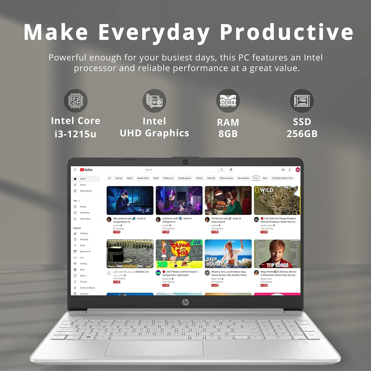 HP 2022 15.6'' HD Touchscreen Laptop, 11th Gen Intel Core i3-1115G4, 8GB DDR4 RAM, 256GB PCIe SSD, Intel UHD Graphics, HD Audio, 720p HD Camera, Win 11, Silver, 32GB Snow Bell USB Card