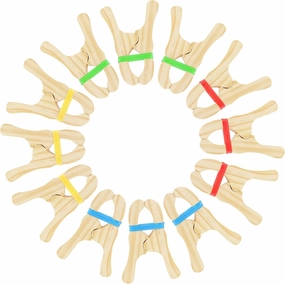 HSLCGF 12 Pcs Wooden Play Clips,Montessori & Waldorf Fort Building Kit,Suitable for Kindergarten,Home,School for Develop Hands-on Skills,Develop Imagination and Creativity(Multicolored 12Pcs)