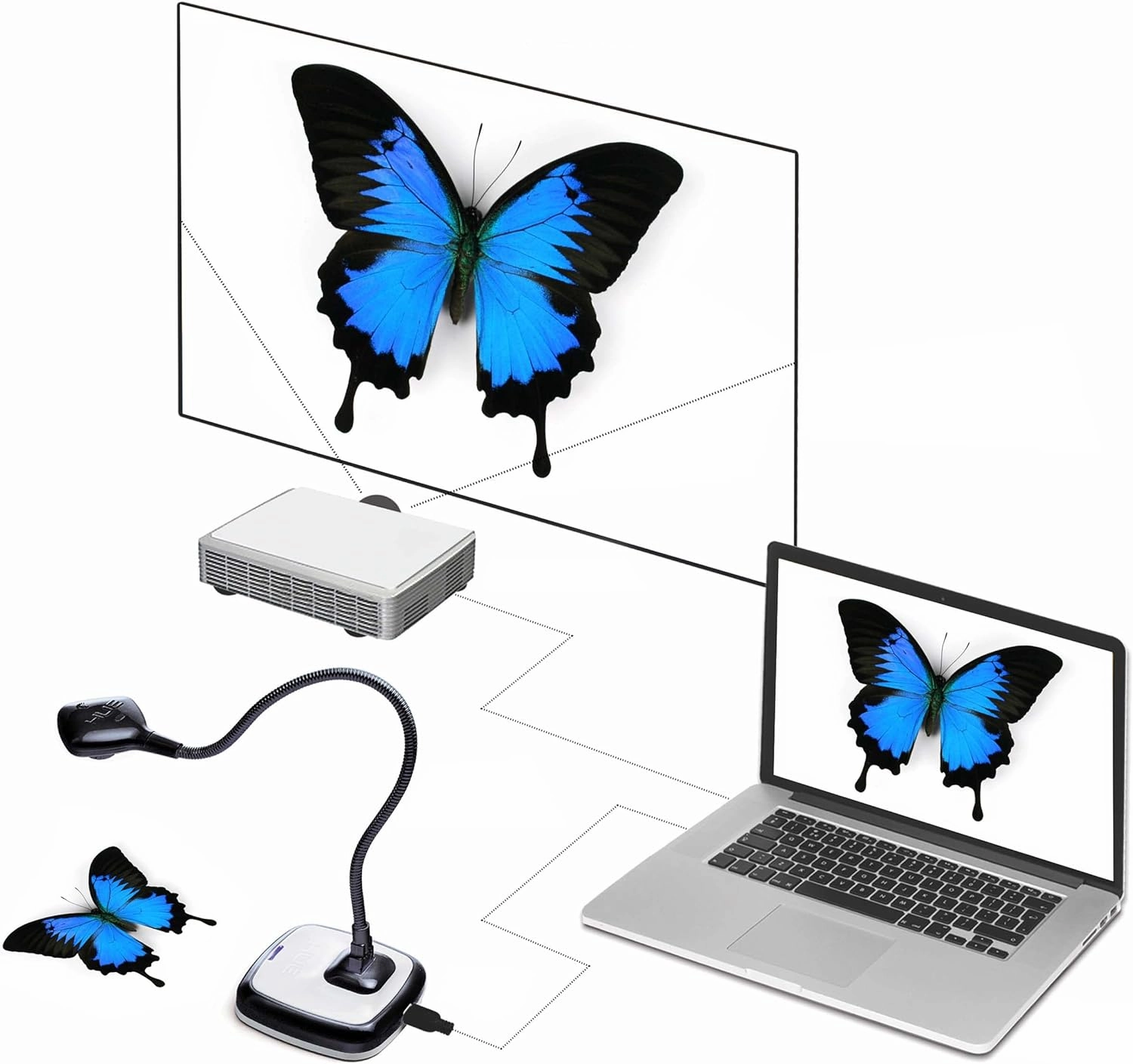 HUE HD Pro Flexible USB 11x17 Document Camera and Classroom Visualizer for Teachers: Built-in Microphone/Lights, Windows, macOS, Chromebook Compatibility (Black Camera)