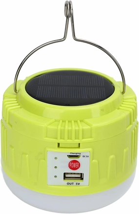 Hyuduo Solar Camping LED Bulb Light Tent Lamp Lantern Rechargeable with Hook Yellow for Outdoor Emergency Llighting