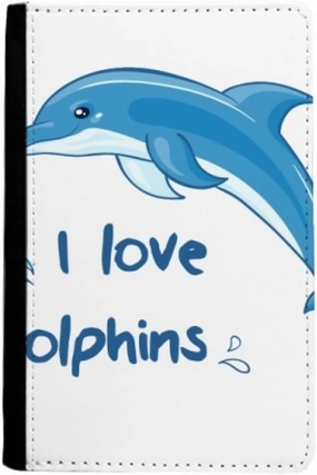 I Love Dolphins Illustrate Passport Holder Notecase Burse Wallet Cover Card Purse