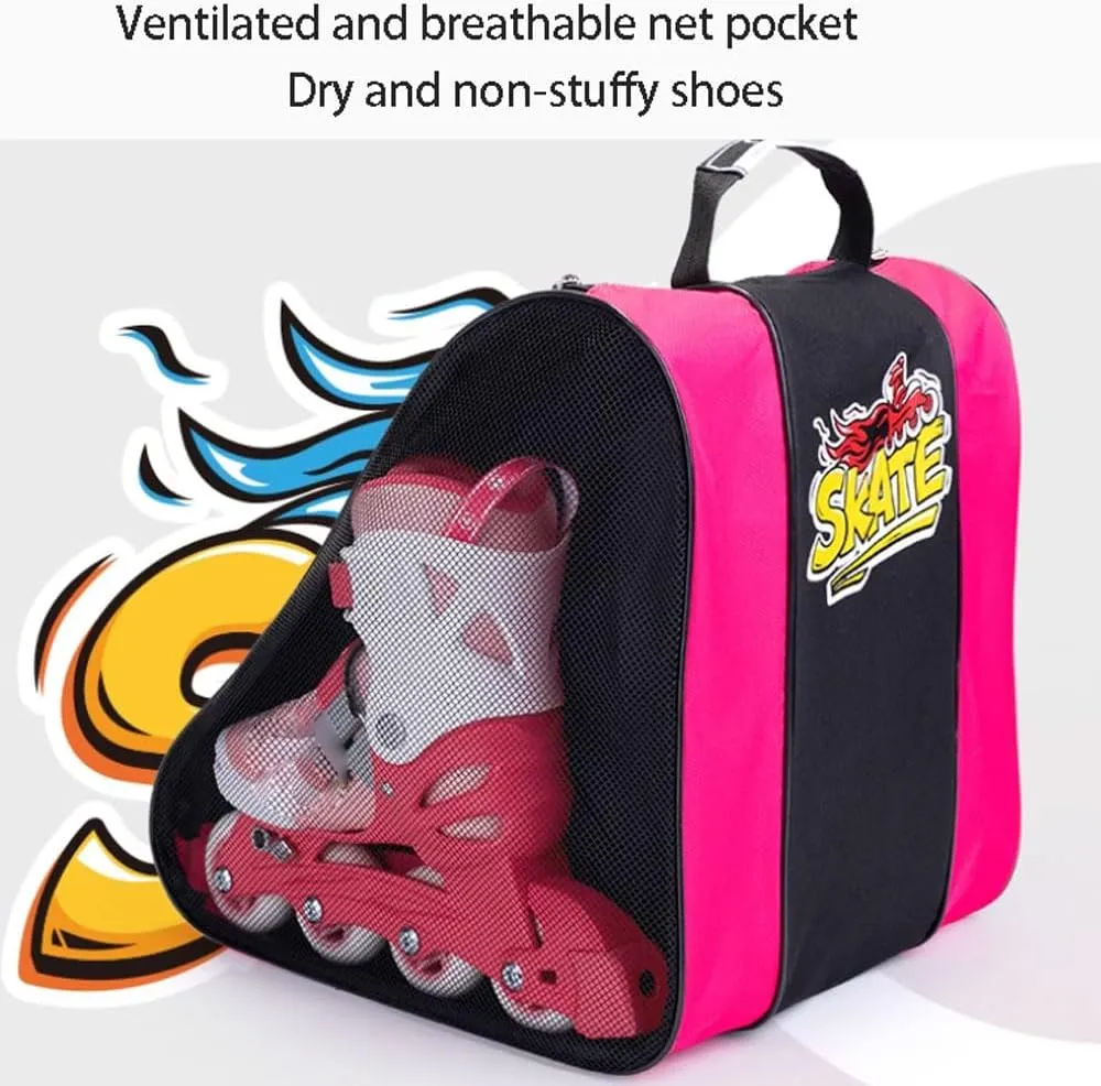 Ice Skate And Roller Skate Bag,Waterproof Inline Skate Bag,Large Capacity,Adjustable Shoulder Strap,Ventilation Mesh Pockets,Tear Resistant,for Boys,Girls,Men,and Women,38 * 30 * 35cm