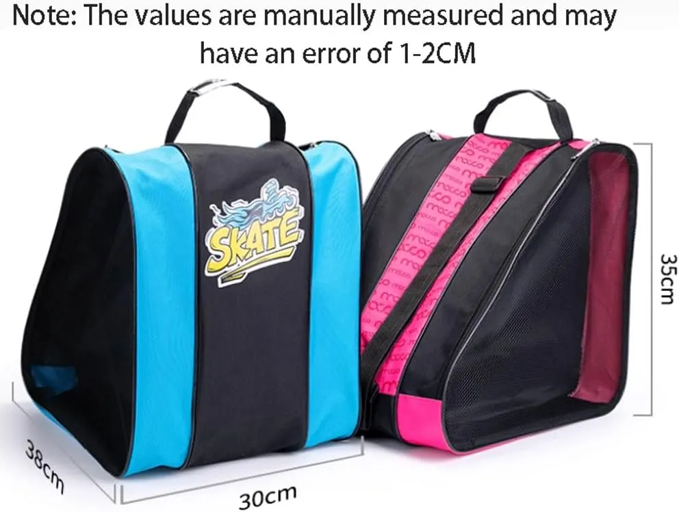 Ice Skate And Roller Skate Bag,Waterproof Inline Skate Bag,Large Capacity,Adjustable Shoulder Strap,Ventilation Mesh Pockets,Tear Resistant,for Boys,Girls,Men,and Women,38 * 30 * 35cm