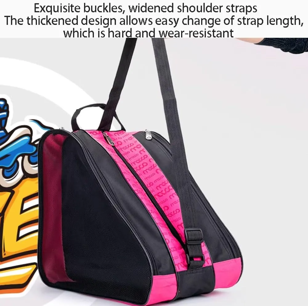 Ice Skate And Roller Skate Bag,Waterproof Inline Skate Bag,Large Capacity,Adjustable Shoulder Strap,Ventilation Mesh Pockets,Tear Resistant,for Boys,Girls,Men,and Women,38 * 30 * 35cm