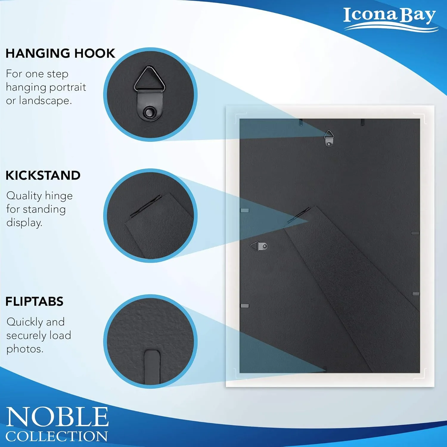 Icona Bay 5x7 Picture Frames (Silver, 6 Pack), Modern Professional Frame Set, Noble Collection