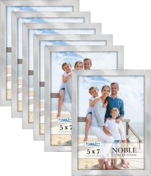 Icona Bay 5x7 Picture Frames (Silver, 6 Pack), Modern Professional Frame Set, Noble Collection