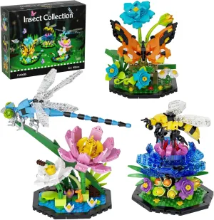 Ideas Insect Collection Building Set,855 PCS Relax Project for Botanicals Flowers Lovers, Butterfly Dragonfly Bee Display Models, Gifts Bugs Building Toys and Nature Décor for Adults Boys Girls