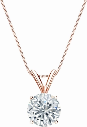 IGI Certified 3/4 to 1 Carat Round Lab Grown Diamond Solitaire Pendant Necklace in 14k Gold on 18 Inch Box Chain (H-I, VS1-VS2, cttw) 4-Prong Basket by Diamond Wish