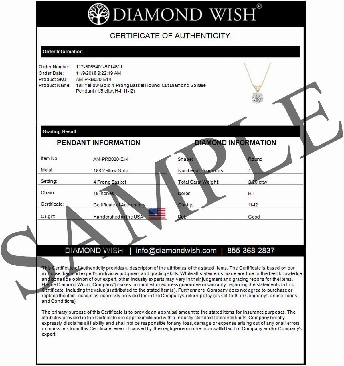IGI Certified 3/4 to 1 Carat Round Lab Grown Diamond Solitaire Pendant Necklace in 14k Gold on 18 Inch Box Chain (H-I, VS1-VS2, cttw) 4-Prong Basket by Diamond Wish