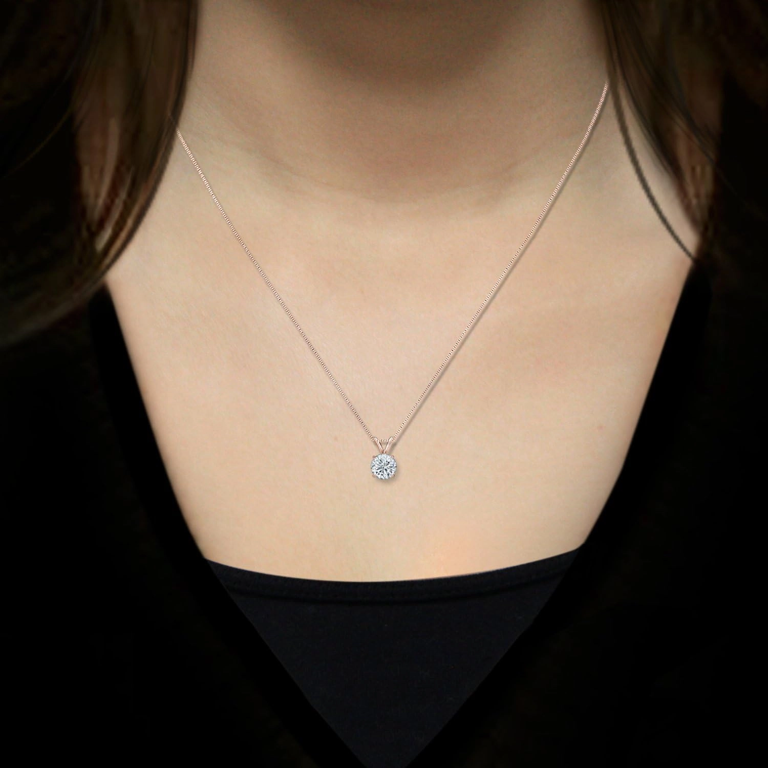 IGI Certified 3/4 to 1 Carat Round Lab Grown Diamond Solitaire Pendant Necklace in 14k Gold on 18 Inch Box Chain (H-I, VS1-VS2, cttw) 4-Prong Basket by Diamond Wish