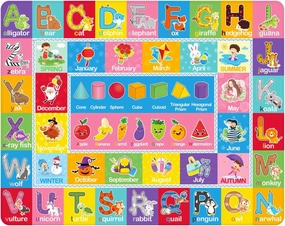 IMIKEYA Play Rugs Playroom Mat with Colorful Pattern, Playtime Collection ABC Alphabet, Seasons, Months, Fruit and Shapes Playmat Educational Rug for Kids Playroom Bedroom, 55 x 43.3 Inch