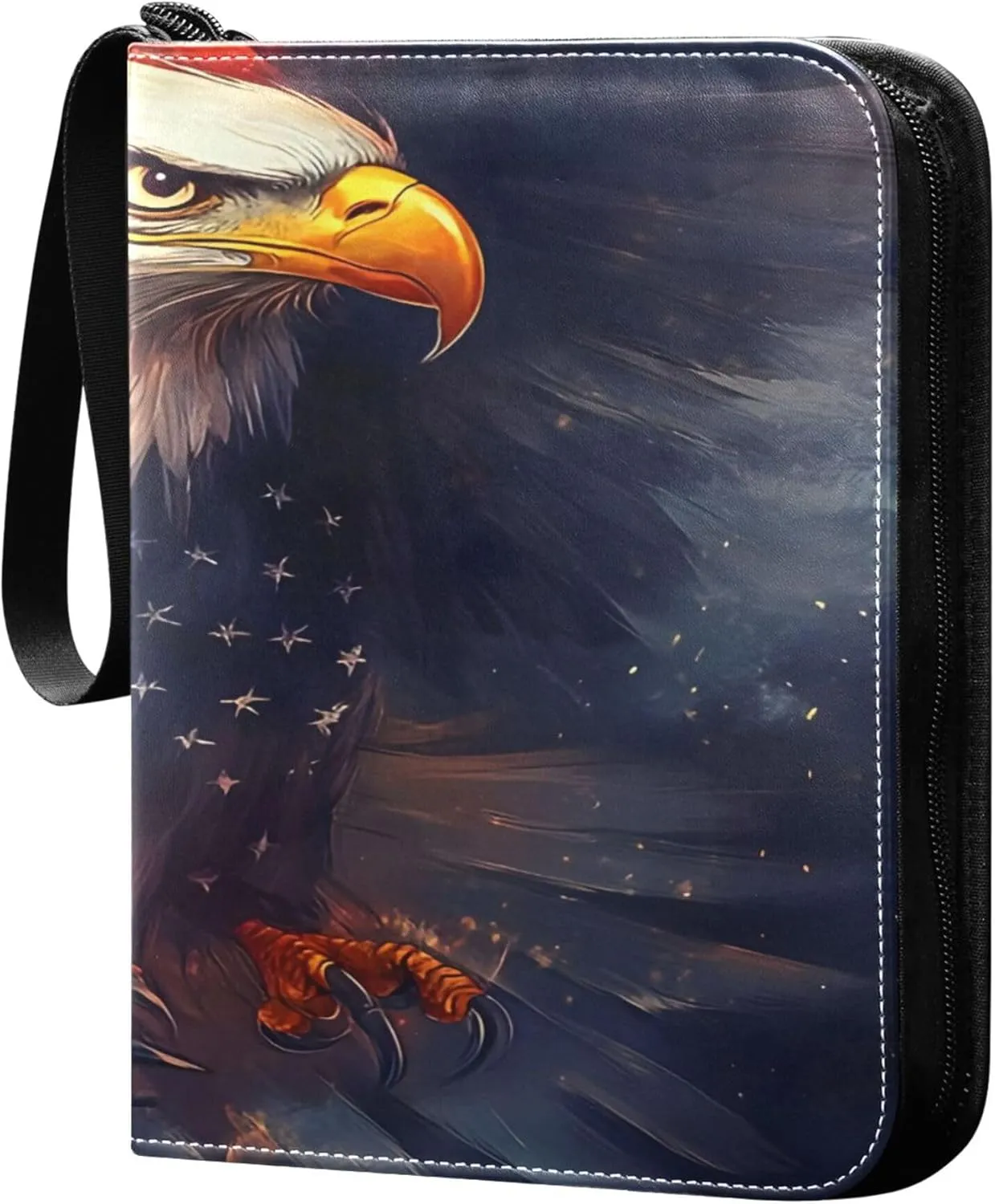 Independence Day Bird Card Binder 4 Pocket Collectible Trading Card Albums with 50 Sleeves Double Side PU Waterproof 3 Ring for Sports & Game Cards