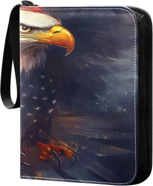 Independence Day Bird Card Binder 4 Pocket Collectible Trading Card Albums with 50 Sleeves Double Side PU Waterproof 3 Ring for Sports & Game Cards