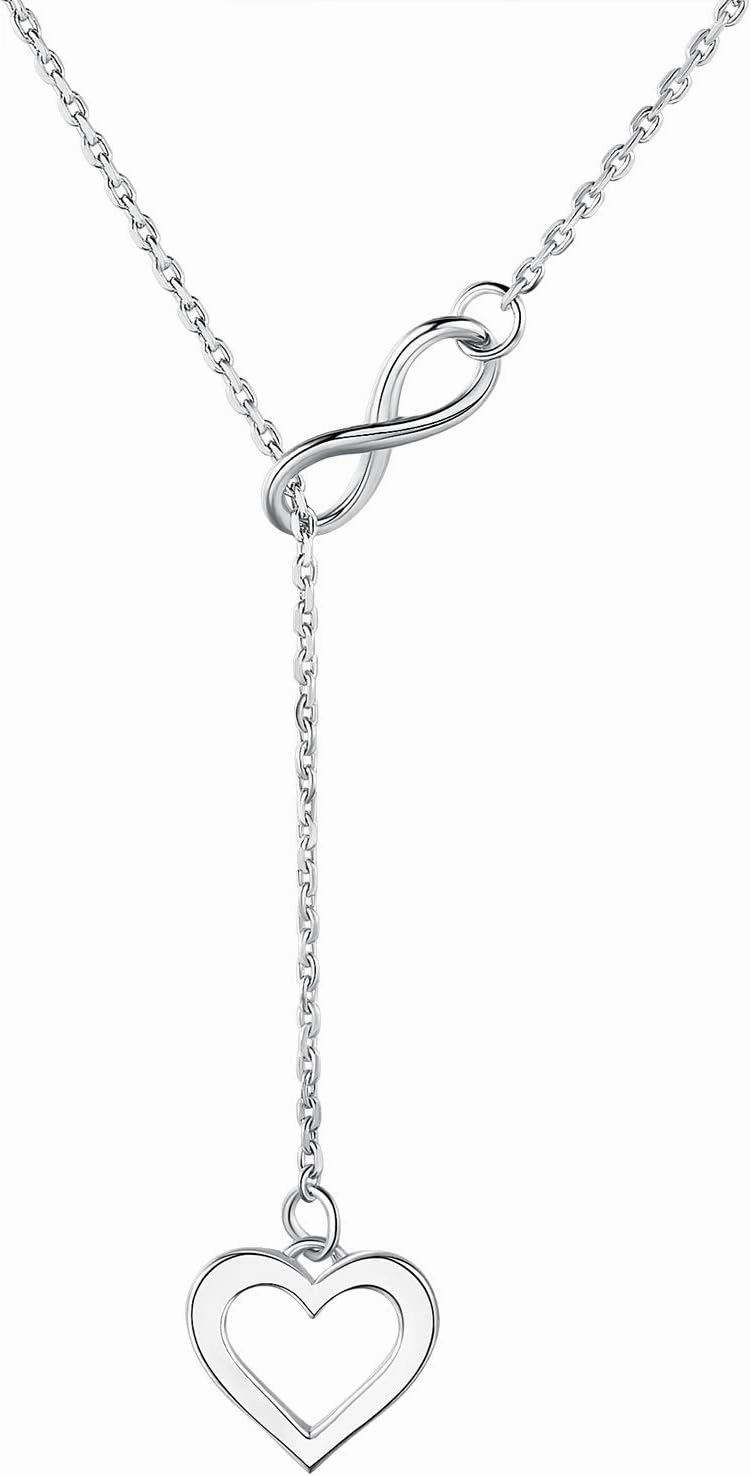 Infinite Heart Necklace - 925 Sterling Silver Heart Necklaces for Women Gifts for Wife Women on Birthday Womens Jewelry Necklace