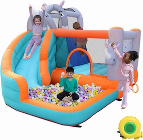 Inflatable Bounce House for Kids,Indoor Bouncy House,Obstacle Course Bounce House,Jumping Castle with Ball Pit,Jump House with Waterslide,Water Slide for Backyard,Inflatable Water Park