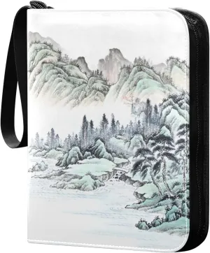 Ink-painting-landscape Trading Card Protectors Holder Collectible Album for Sports Card Collection Storage 400 pockets Game Card Binder