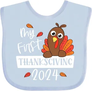 inktastic My First Thanksgiving 2024- Cute Turkey Baby Bib