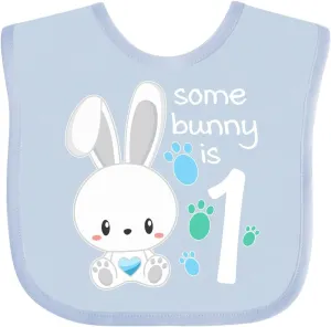 inktastic Somebunny Is One- First Birthday Bunny Baby Bib
