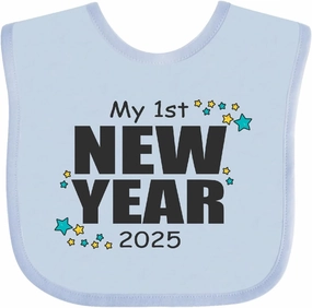 inktastic My 1st New Year 2025 with Stars Baby Bib