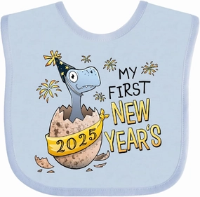 inktastic My 1st New Years 2025- Dinosaur Hatching Baby Bib