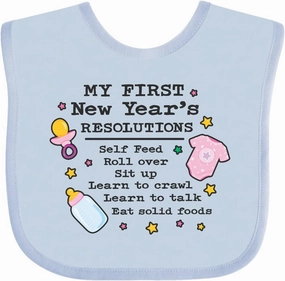 inktastic My First New Years Resolutions with Baby Clip Art and Stars Baby Bib