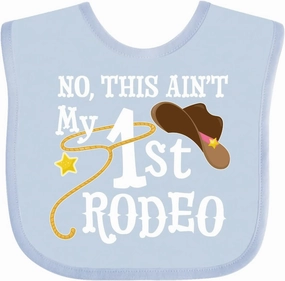 inktastic No, This Ain't My 1st Rodeo Cowboy Hat and Lasso Baby Bib