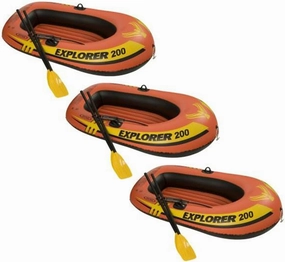 INTEX 58331EP Explorer 200 Inflatable Boat Set: Includes Deluxe Boat Oars and Mini Hand Pump – Dual Air Chambers – Grab Rope – 2 Person – 210lb Weight Capacity