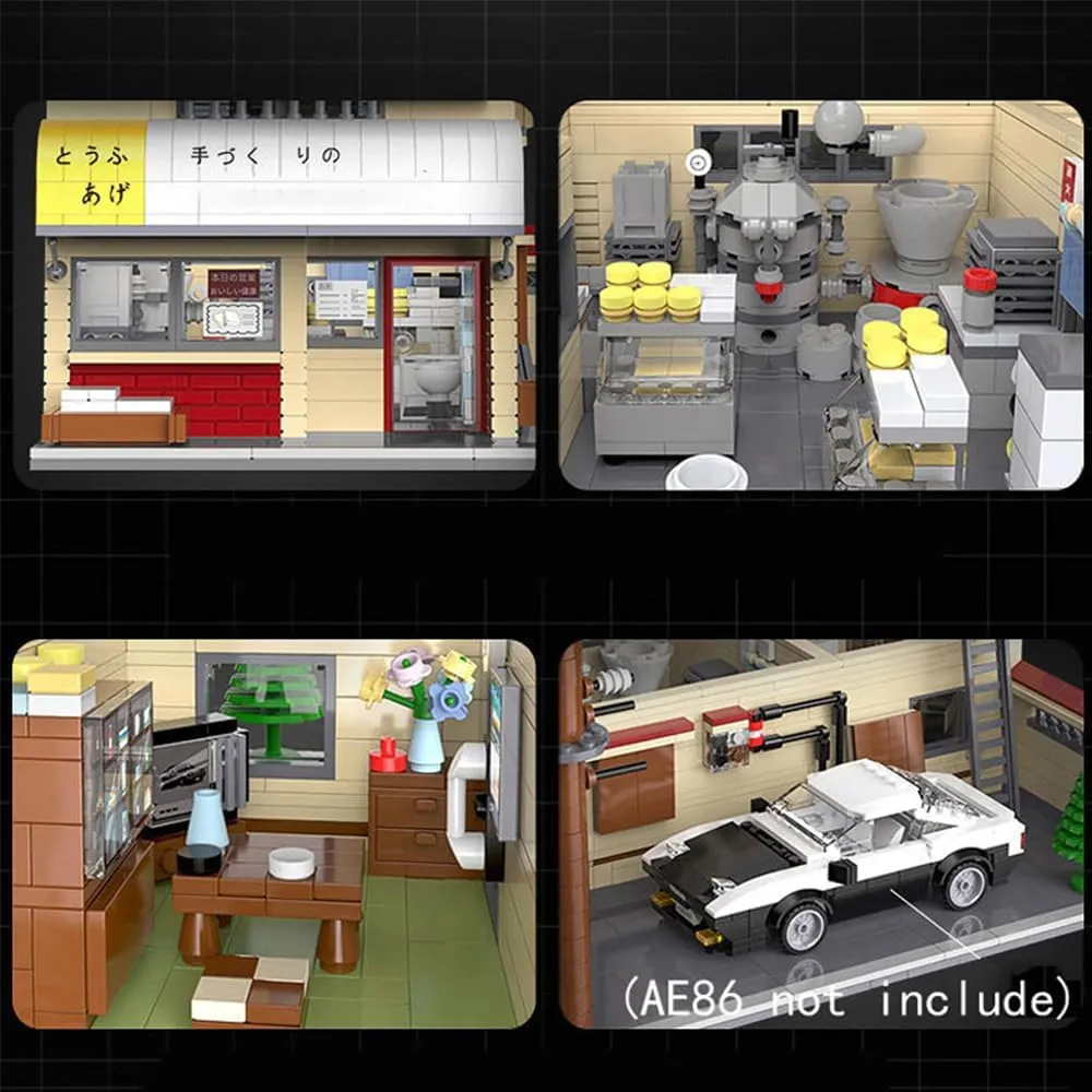 Japanese Initial- D Fujiwara's Tofu Shop Building Blocks, Initial-D 25-th Anniversary MOC Street View Modular Architecture Construction Building Toy Set for Adult,61031(1,908 Pieces)