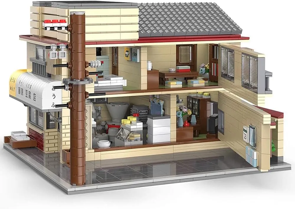Japanese Initial- D Fujiwara's Tofu Shop Building Blocks, Initial-D 25-th Anniversary MOC Street View Modular Architecture Construction Building Toy Set for Adult,61031(1,908 Pieces)