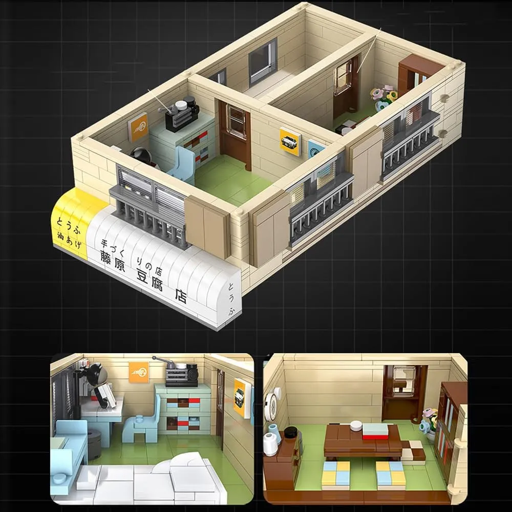 Japanese Initial- D Fujiwara's Tofu Shop Building Blocks, Initial-D 25-th Anniversary MOC Street View Modular Architecture Construction Building Toy Set for Adult,61031(1,908 Pieces)