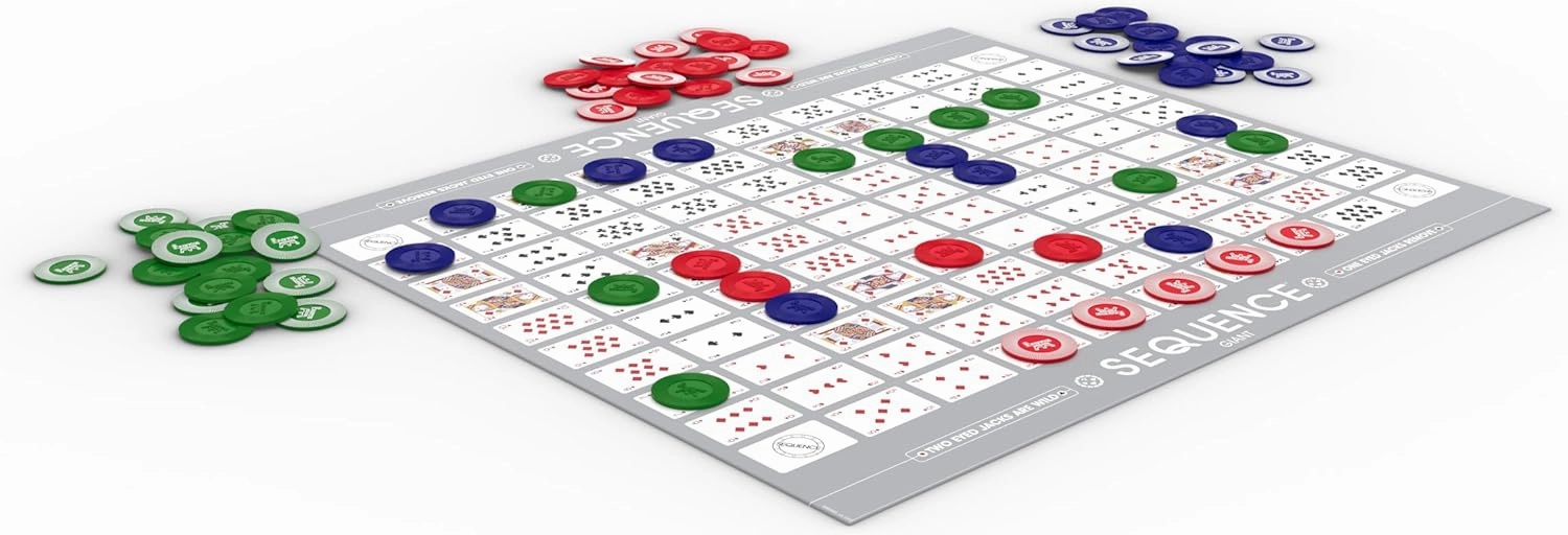 Jax Giant (aka Jumbo) SEQUENCE Game - Tube Edition with Cushioned Mat (27" x 32") Cards and Chips, Package Colors May Vary.