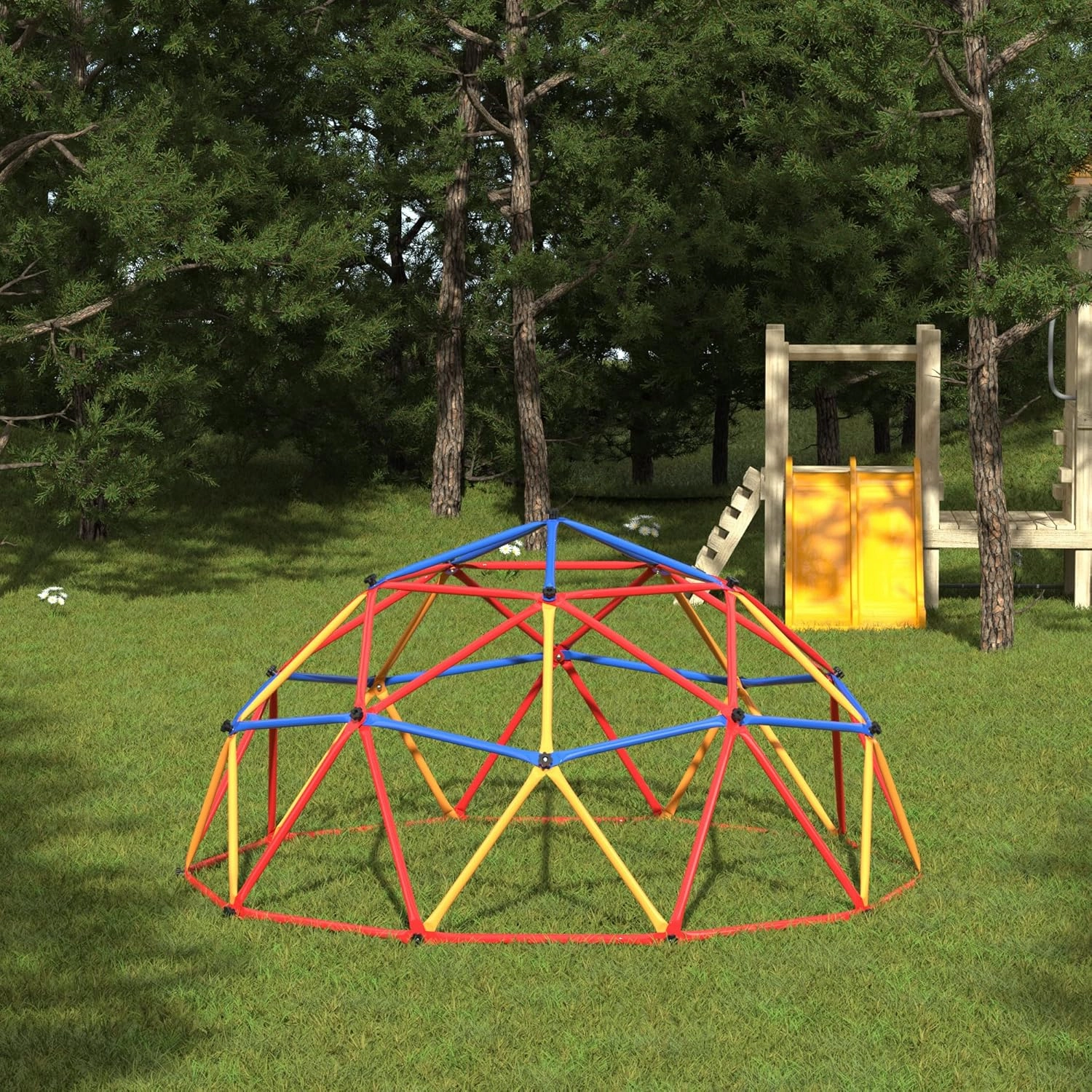 JAXPETY Climbing Dome, Outdoor Climbing Toys for Kids, Jungle Gym for Kids Ages 4-8, 7ft Play Structure for Playground Climbers, Steel Frame Climbing Structures, 500lbs Capacity