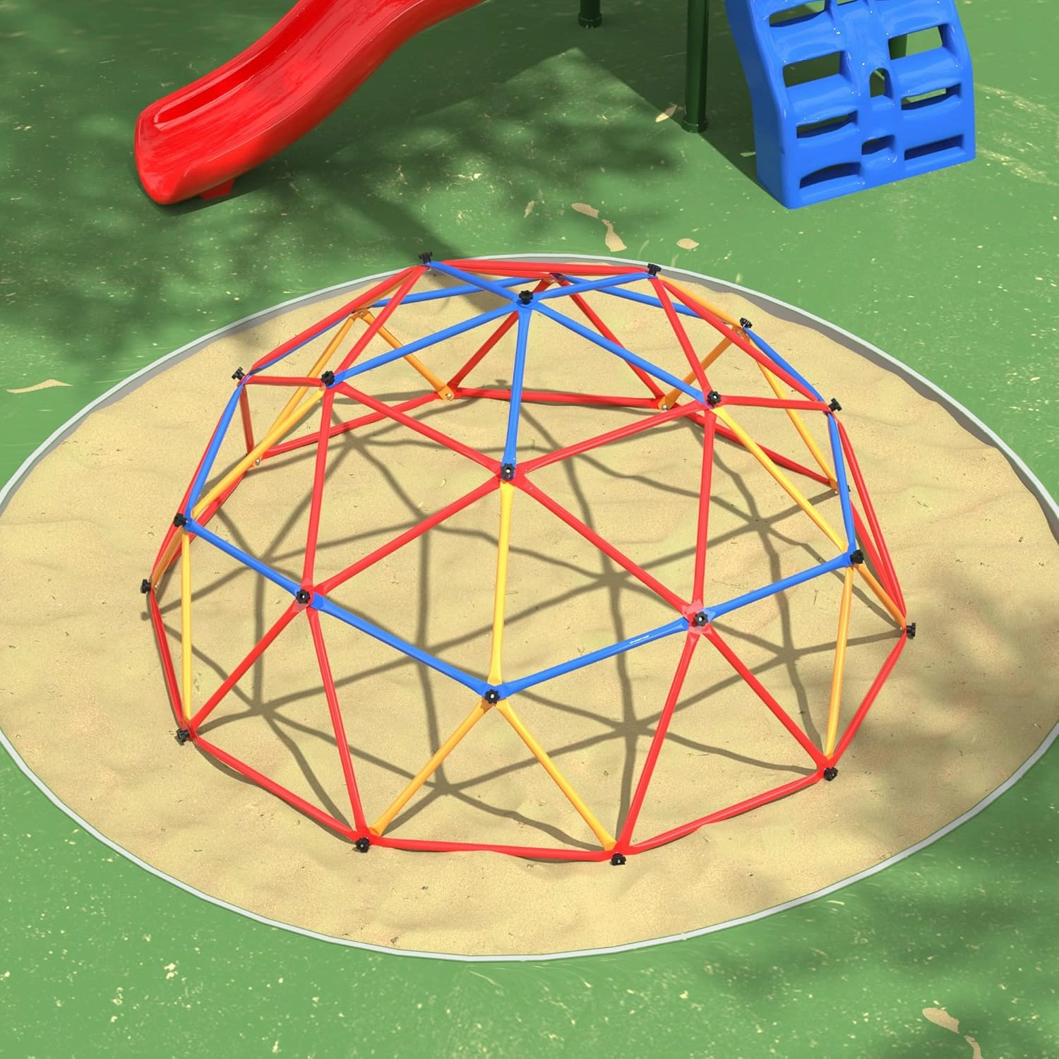 JAXPETY Climbing Dome, Outdoor Climbing Toys for Kids, Jungle Gym for Kids Ages 4-8, 7ft Play Structure for Playground Climbers, Steel Frame Climbing Structures, 500lbs Capacity