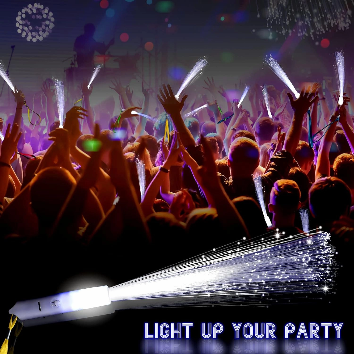 Jecery 48 Pieces White Fiber Optic Wands Glow Sticks LED Light up Wedding Wand with 3 Modes Flashing Sparklers for Wedding Bridal Shower Birthday Glow in the Dark Party Favors Supplies