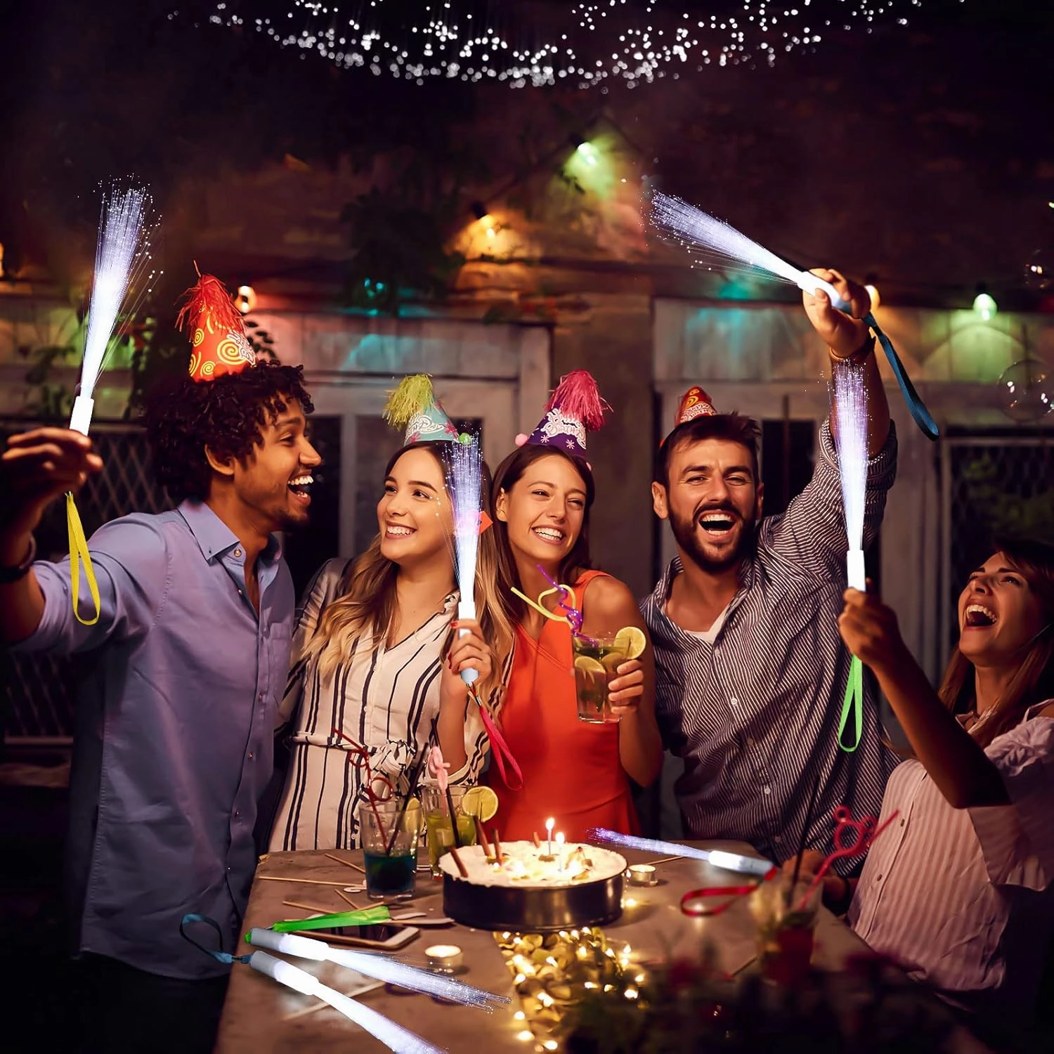 Jecery 48 Pieces White Fiber Optic Wands Glow Sticks LED Light up Wedding Wand with 3 Modes Flashing Sparklers for Wedding Bridal Shower Birthday Glow in the Dark Party Favors Supplies