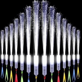 Jecery 48 Pieces White Fiber Optic Wands Glow Sticks LED Light up Wedding Wand with 3 Modes Flashing Sparklers for Wedding Bridal Shower Birthday Glow in the Dark Party Favors Supplies