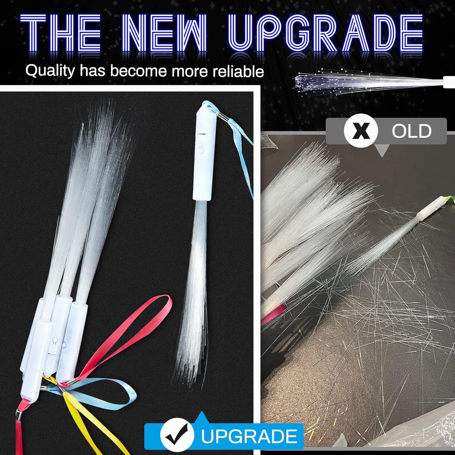Jecery 48 Pieces White Fiber Optic Wands Glow Sticks LED Light up Wedding Wand with 3 Modes Flashing Sparklers for Wedding Bridal Shower Birthday Glow in the Dark Party Favors Supplies
