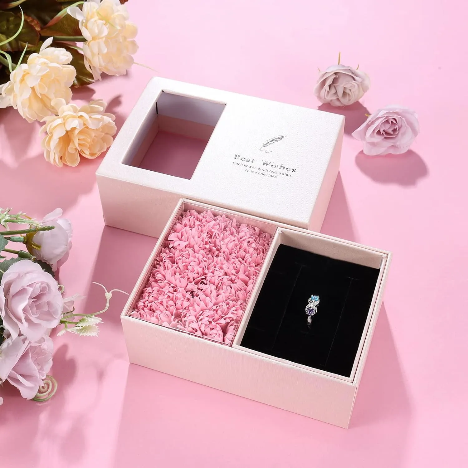 JewelOra Personalized Infinity Mother Ring Customized Engraved Name Wedding Ring with Simulated Birthstones Promise Engagement Ring for Women's Jewelry Gift