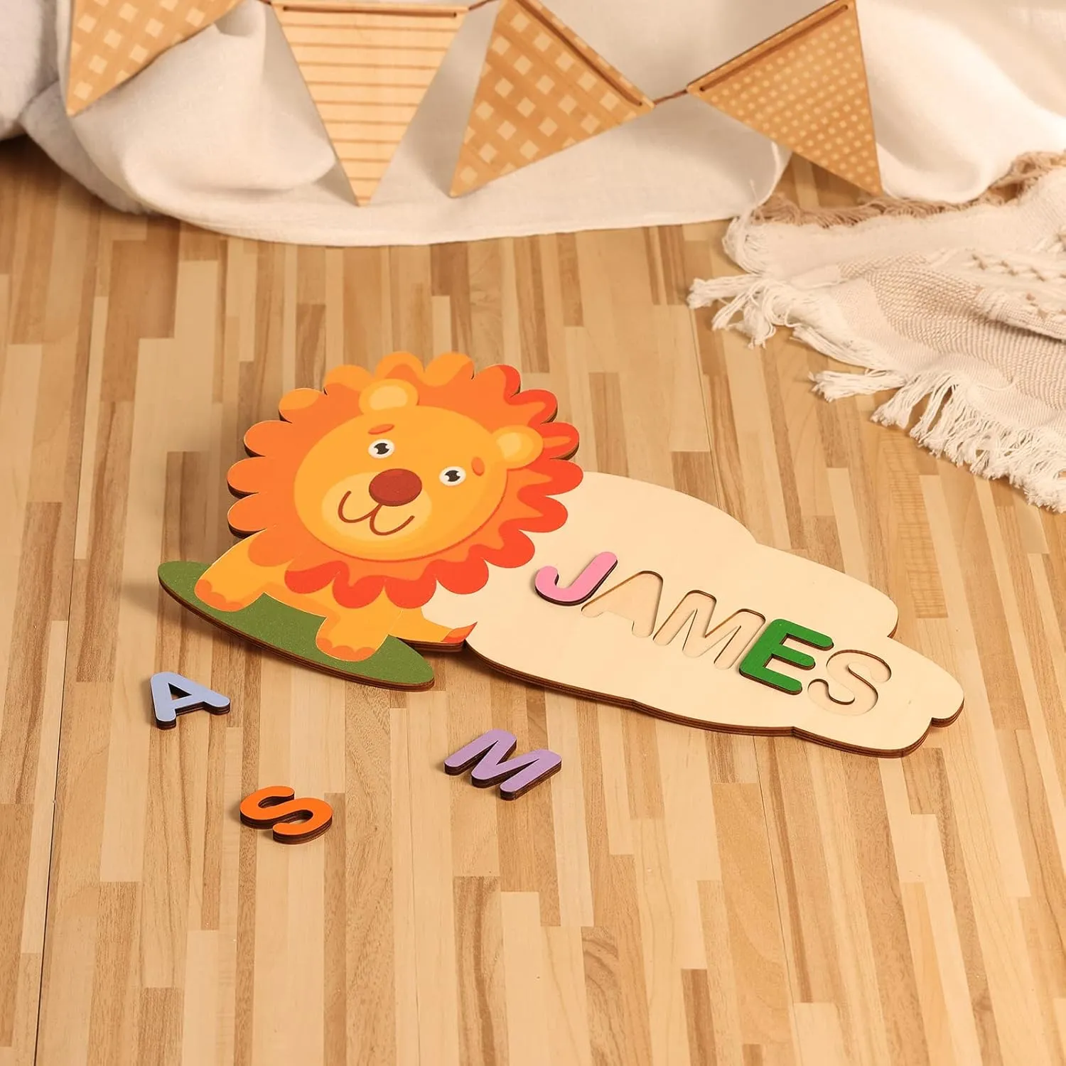 JewelOra Personalized Name Puzzle for Toddlers Boys Girls Custom Name Wood Puzzles Gifts for Toddlers Creative Early Learning Toys(Color-1)