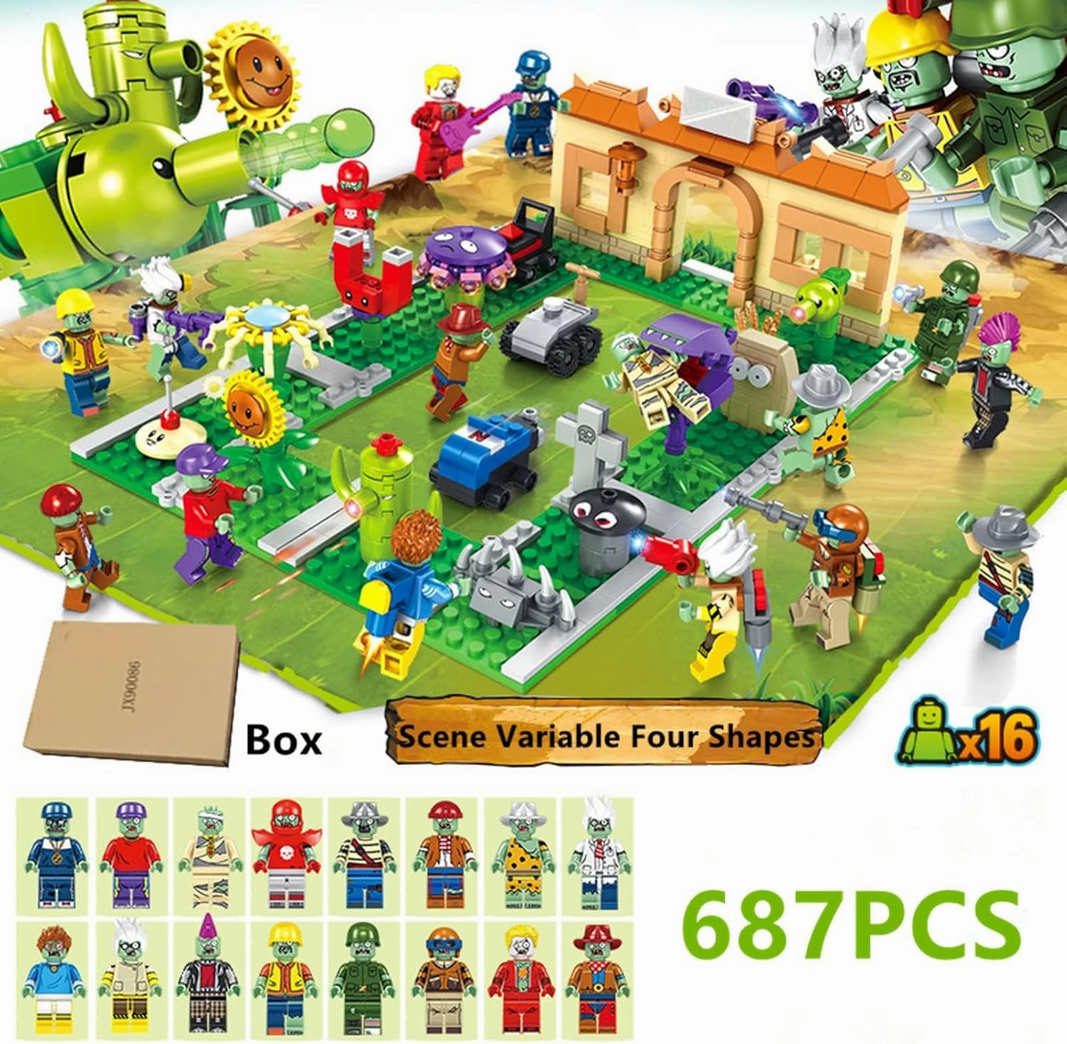 JHESAO Plants and Zombies PVZ Toys Assembly Action Figures PVZ Assemblable Toys Set 1 2 Series 687 PCS Great Gifts for Kids and Fans,Birthday and Christmas Party New