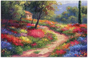 Jigsaw Puzzles for Adults 500 Pieces White Elephant Party Gifts Unique Jigsaw Puzzle Animal Art Puzzle Painting Colorful Flowers Trail, 20.5x14.9 Inch