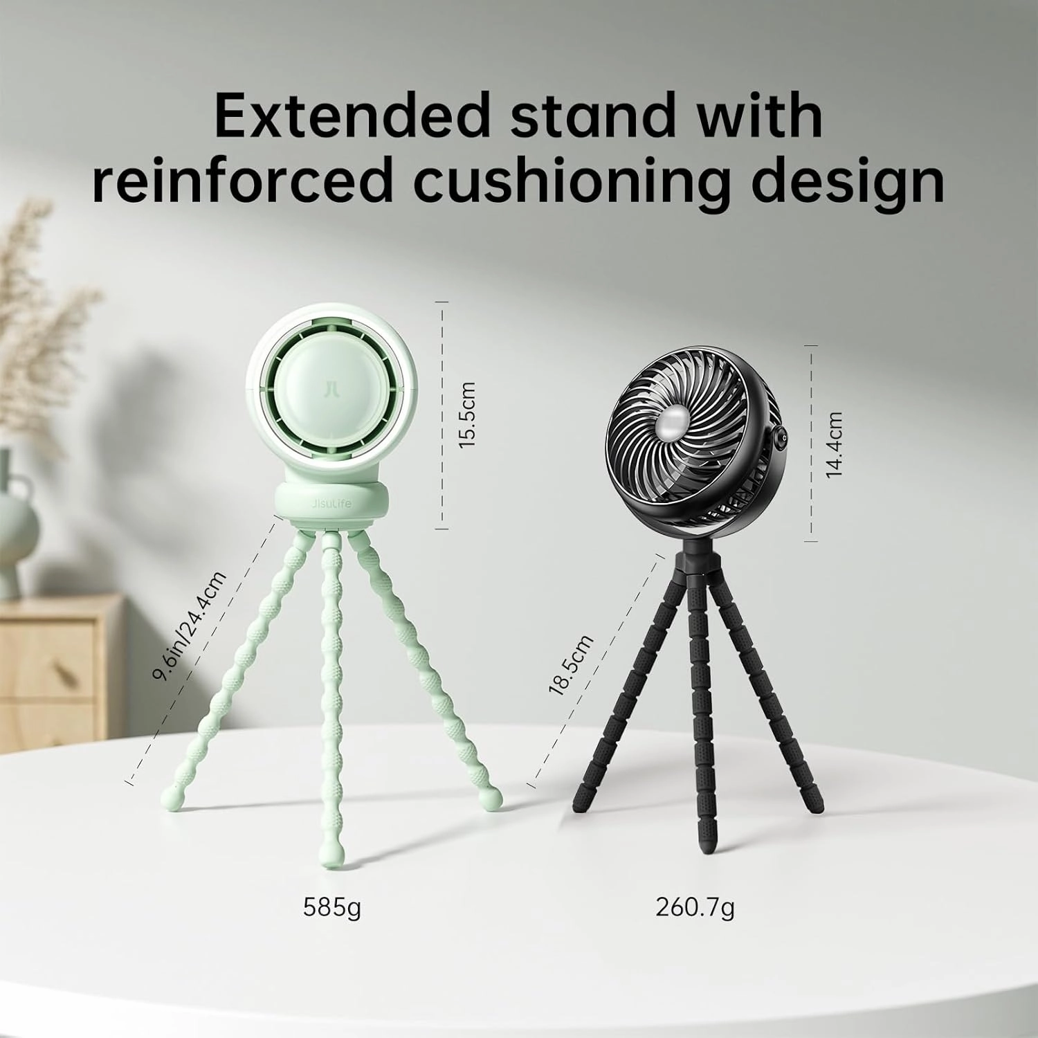 JISULIFE Stroller Fan Baby Large, Safe Bladeless for Crib, Desk, Portable Battery Rechargeable Cooling Fan with Air Turbo Tech, Night Light, Food-Grade Gift for Mom/Dad/Friend - Green
