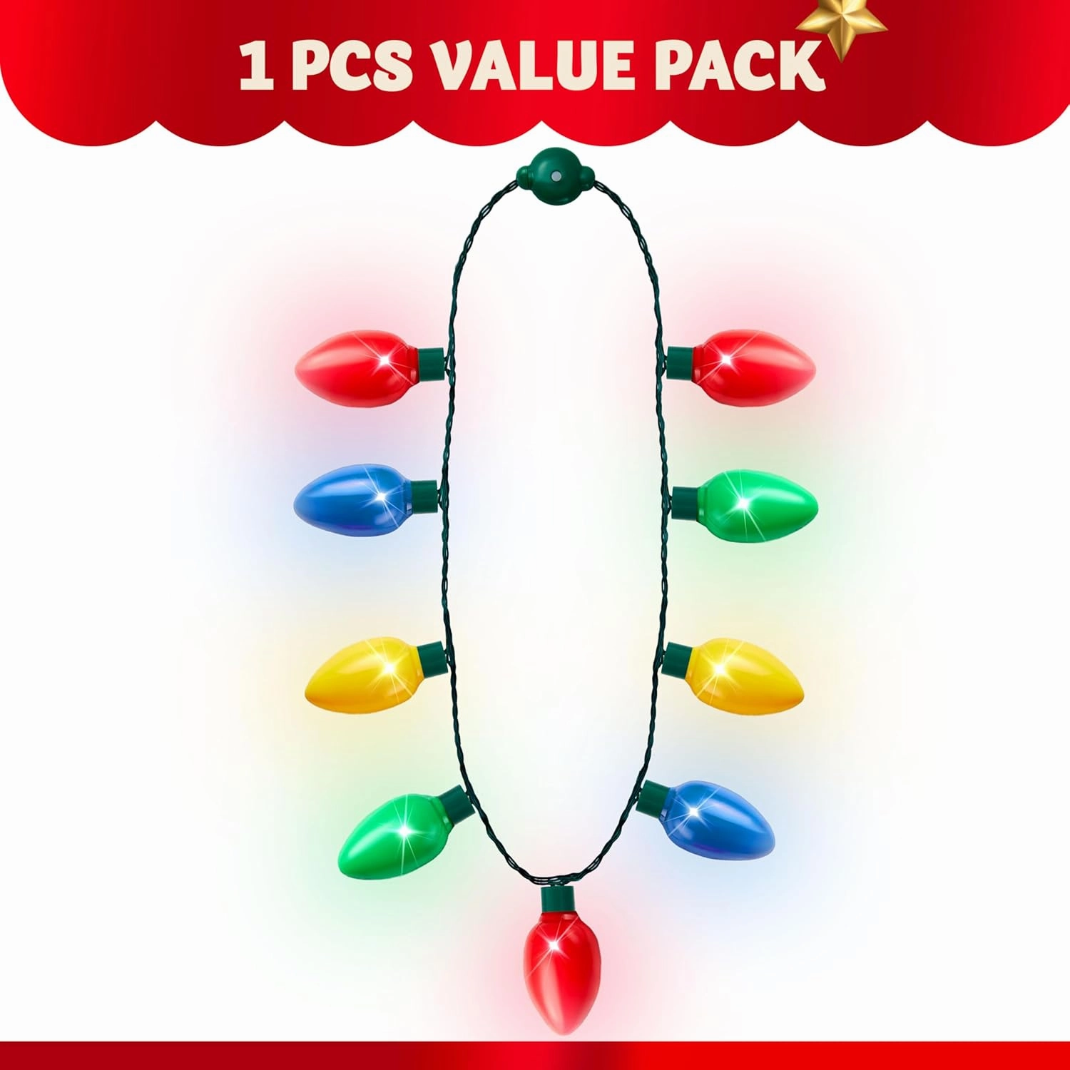 JOYIN 24 Packs Christmas LED Light Up Bulb Necklaces 9 Bulbs LED Necklaces Holiday Costume Accessories for Christmas Xmas Party Favor Party Supply