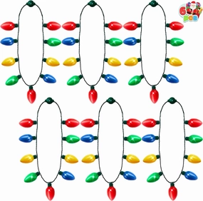 JOYIN 24 Packs Christmas LED Light Up Bulb Necklaces 9 Bulbs LED Necklaces Holiday Costume Accessories for Christmas Xmas Party Favor Party Supply