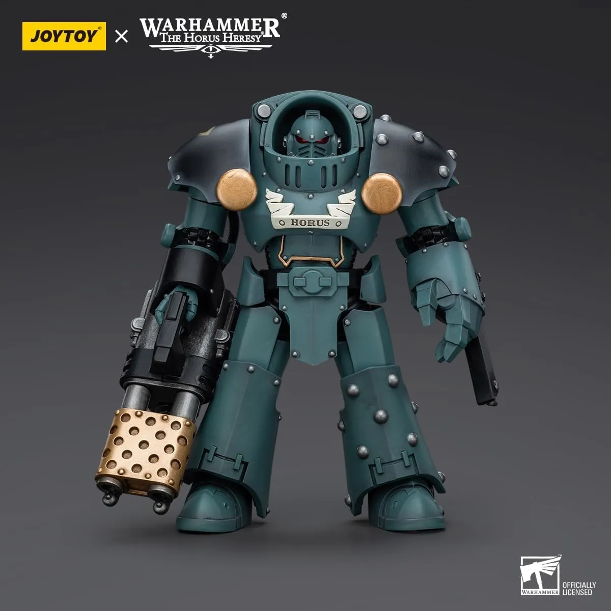 JOYTOY Warhammer 40K Sons of Horus 1/18 Action Figures Sons of Horus Tartaros Terminator Squad Terminator with Heavy Flamer and Chainfist Model Collection