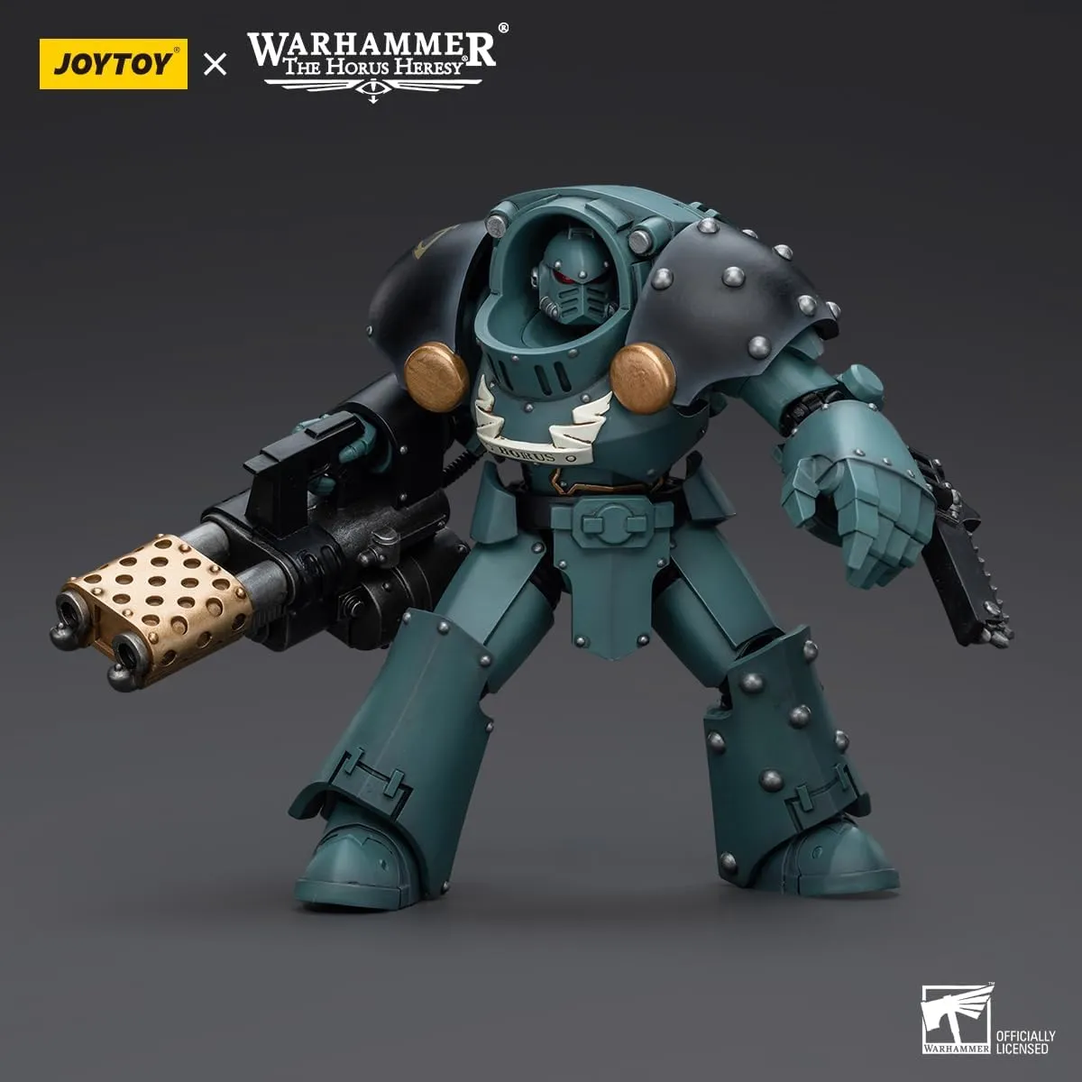 JOYTOY Warhammer 40K Sons of Horus 1/18 Action Figures Sons of Horus Tartaros Terminator Squad Terminator with Heavy Flamer and Chainfist Model Collection