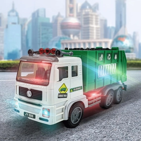 JoyX Garbage Truck for Kids with 4D Lights and Sounds - Automatic Bump & Go Car - Sanitation Truck Stickers