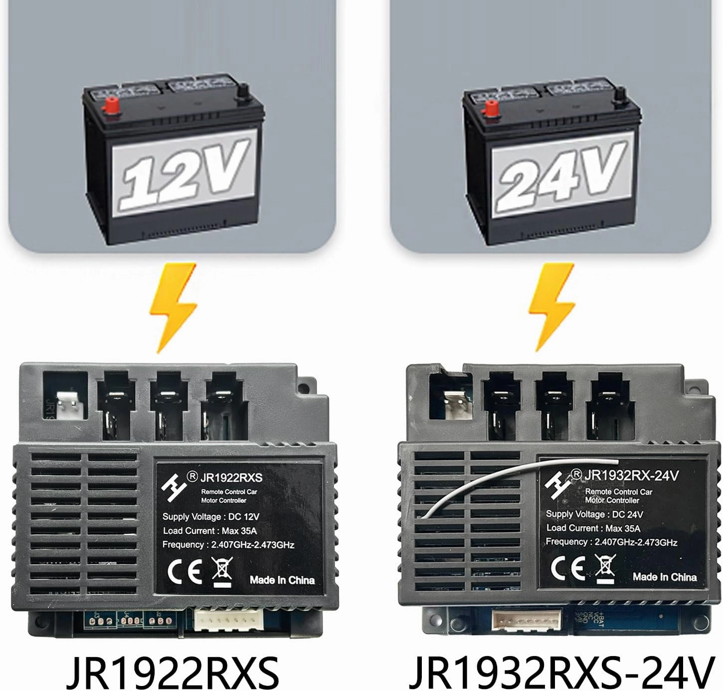 JR1932RX-24V High Power 2.4G Remote Control Receiver Controller Box Kit for Power Wheels Upgrade,24Volt Control Box Conversion Kit for Kid's Ride on Car Replacement Parts,JR1930RX Upgraded Version