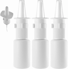 Jully 3-Pack 20ML Unique Mist Nasal Sprayer - Empty Refillable Pump Sprayer for Nose, Medical, Home Remedy, Saline. Improved Modern Design, Sturdy HDPE Plastic, Easy to Use Dosage Mechanism